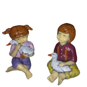 Country Children with Ducks Set of 2
