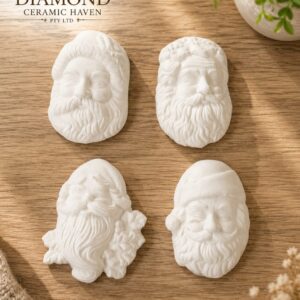 Santa Face Plaque Set of 4